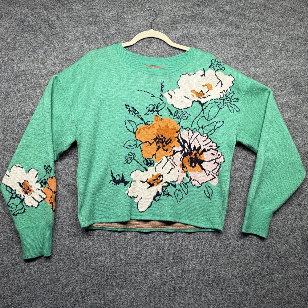 Anthropologie Maeve Sonal Nathwani Camryn Cropped Crewneck Sweater Small